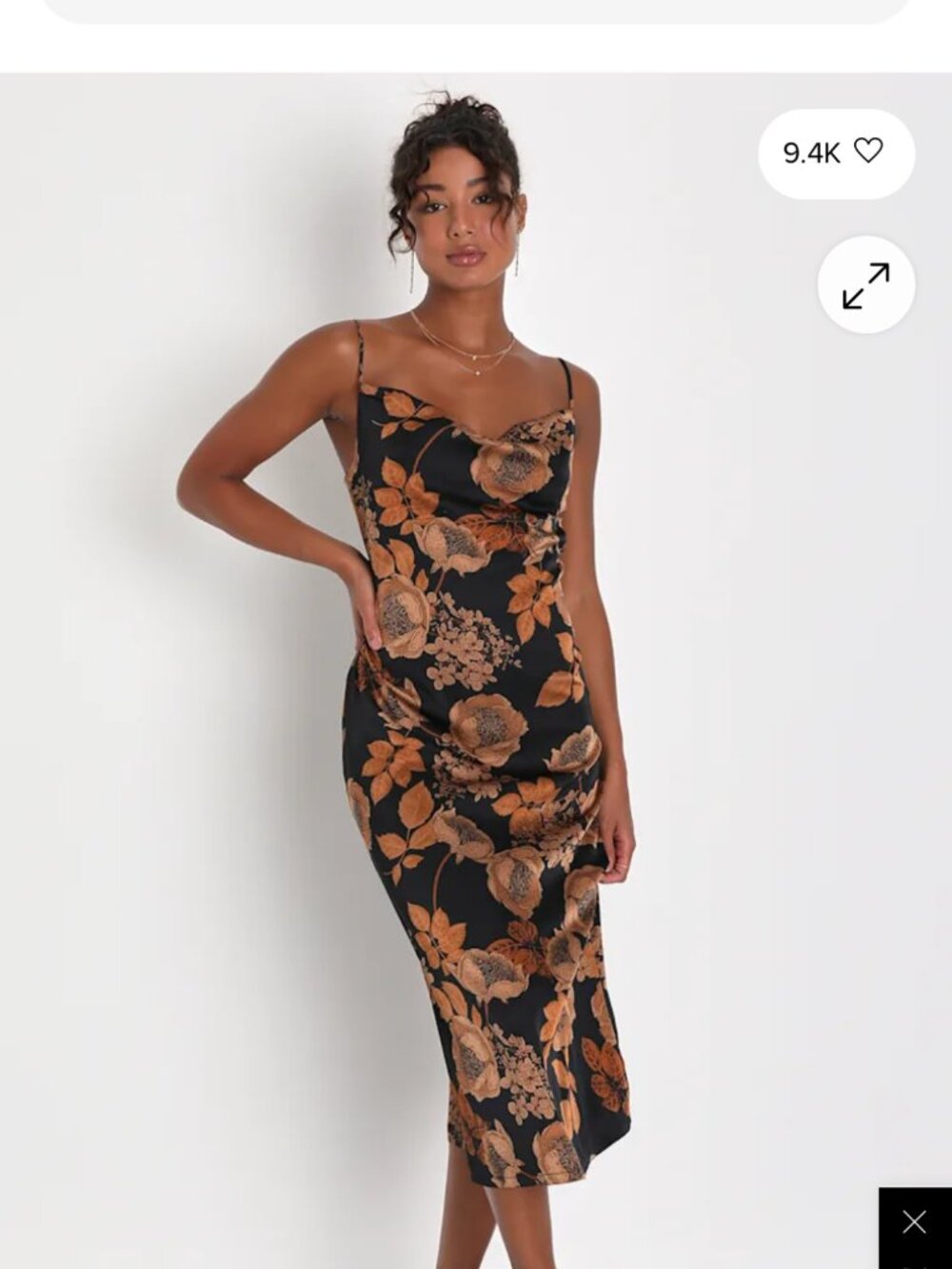 NEW Silk Cowl Neck Midi Dress